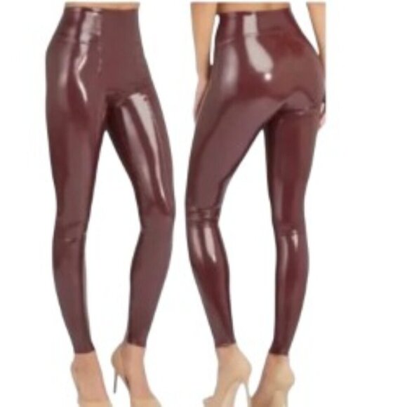 Spanx Faux Patent Leather Leggings in Ruby Medium - Picture 1 of 5
